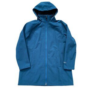 Eddie Bauer Travex Softshell Park Jacket Hooded Teal Blue Longline Gropcore-XL